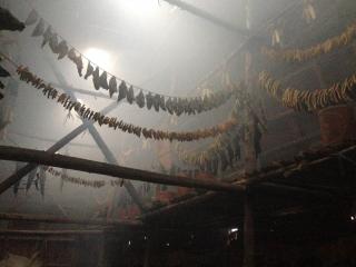 Interior view of reconstructed Iroquois longhouse