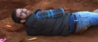 Carey Garland working on the Old Athens Cemetery dig