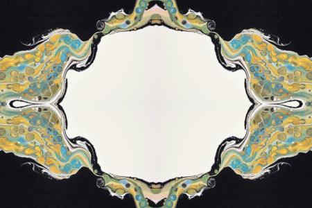 article art, mixed paint that is yellow, blue, black, and white