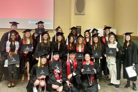 top row left to right: Brandon Latimer, Bill Evans, Hannah DuPree, Caitlyn Carter, Bronwyn Matlick, Savannah Callicoatt, Holland Butsch, (second row) Kelsey Lawrence, Maggie Glancy, Mary Eastland, Cassie Reynolds, Naiomi Cookson, Savanna Davis, Claire Marston, Danielle Kirby, Kayleigh Previte, (third row) Sophie Forbes, Gracie Van Brackle, Leonardo Umberger, Camie Russell