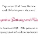 Department Head Ervan Garrison invites you to the Recognition Gathering and Reception